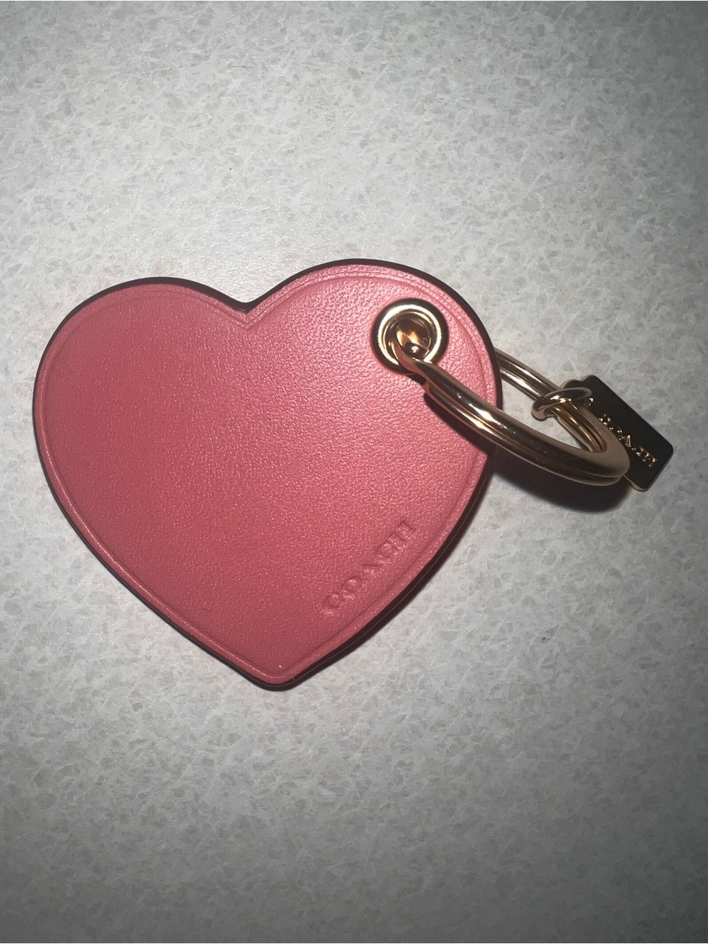 Coach Heart Leather Keychain Charm - Pink
